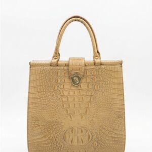 Brahmin Tan Croc-Embossed Top-Handle Satchel